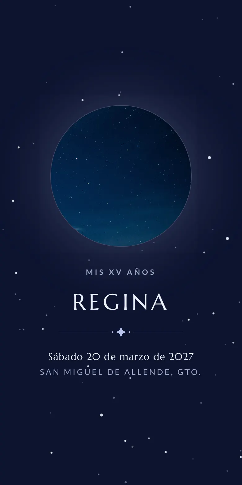 Plantilla Medianoche de invitación digital para xv años
